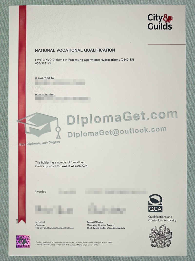 城市与行业协会国家职业资格证书 City & Guilds National Vocational Qualification 