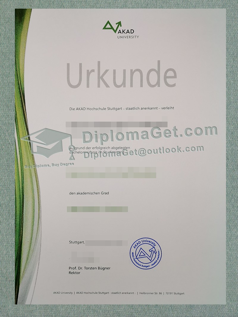 AKAD大学证书, AKAD University Urkunde