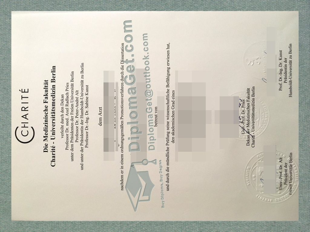 柏林夏里特大学医学中心证书, Charité – Universitätsmedizin Berlin Urkunde