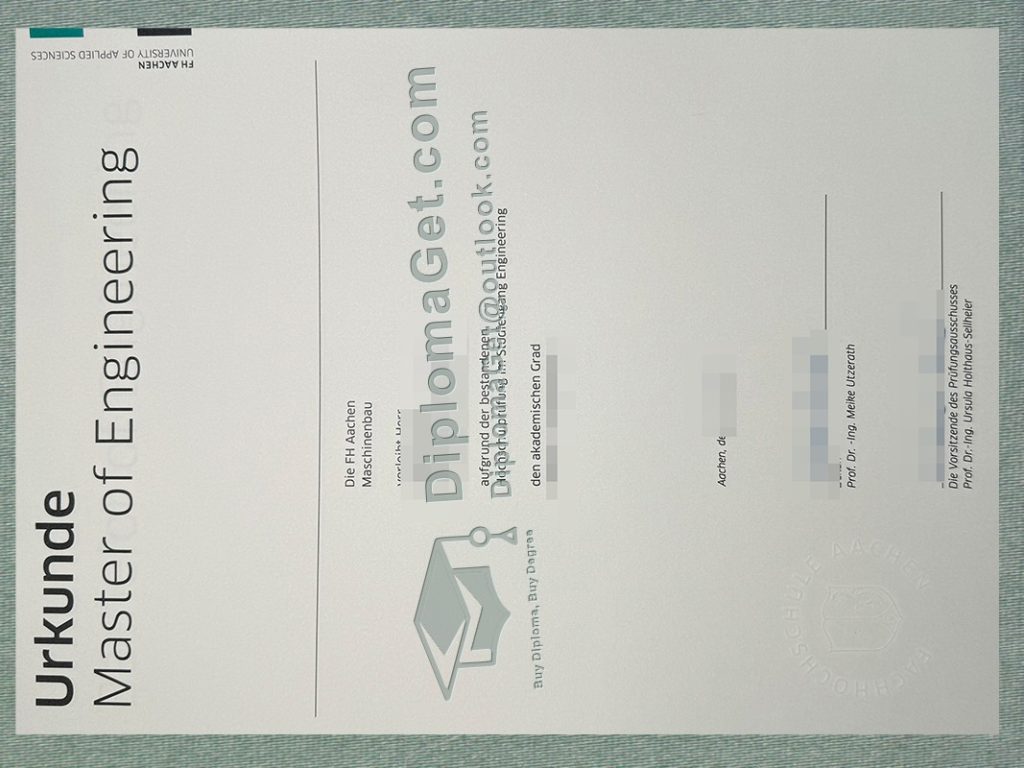 亚琛应用科技大学证书, FH Aachen Urkunde
