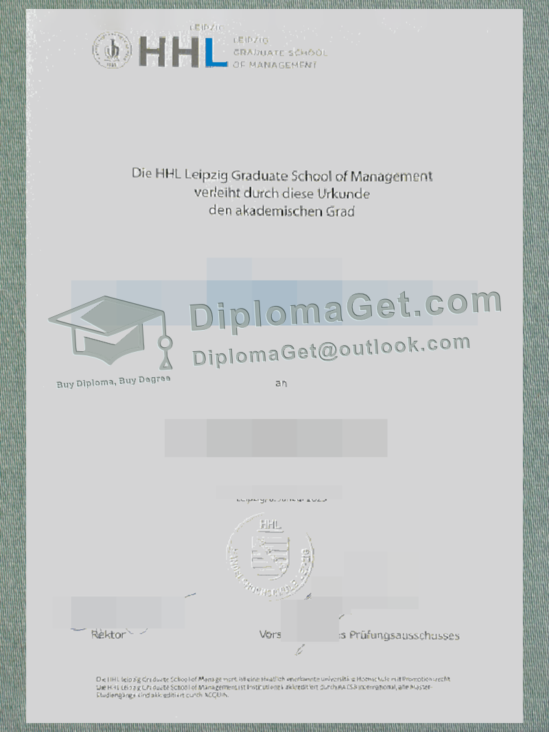 莱比锡HHL管理研究生院证书, HHL Leipzig Graduate School of Management Urkunde