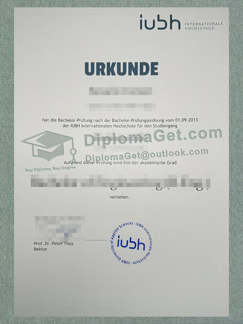 IUBH证书, IUBH Urkunde