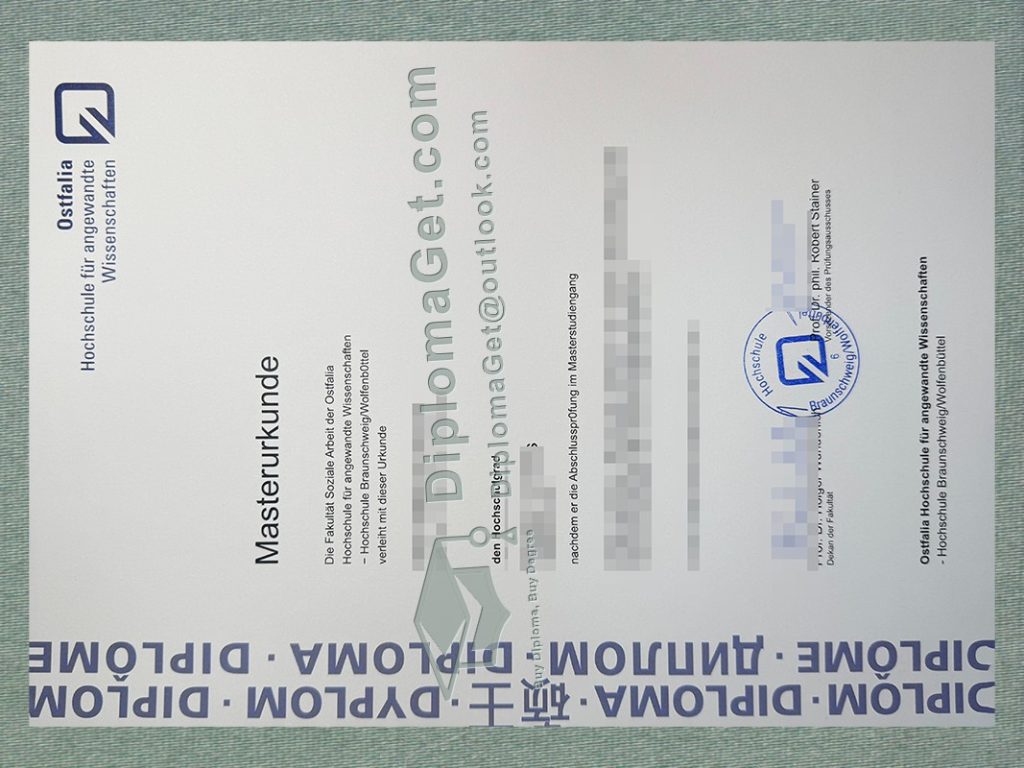 奥斯特法利亚应用科技大学证书, Ostfalia University of Applied Sciences Urkunde