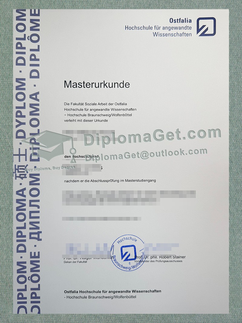 奥斯特法利亚应用科技大学证书, Ostfalia University of Applied Sciences Urkunde