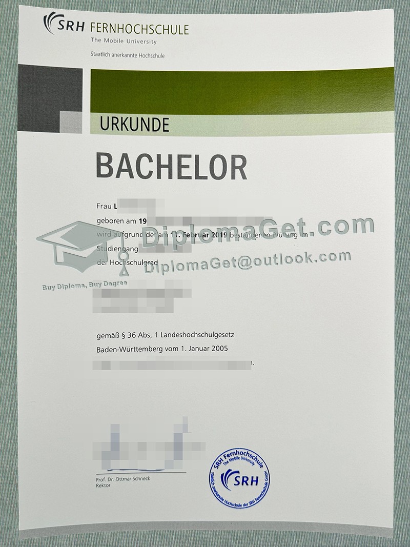 SRH远程教育大学成绩单, SRH Fernhochschule Zeugnis