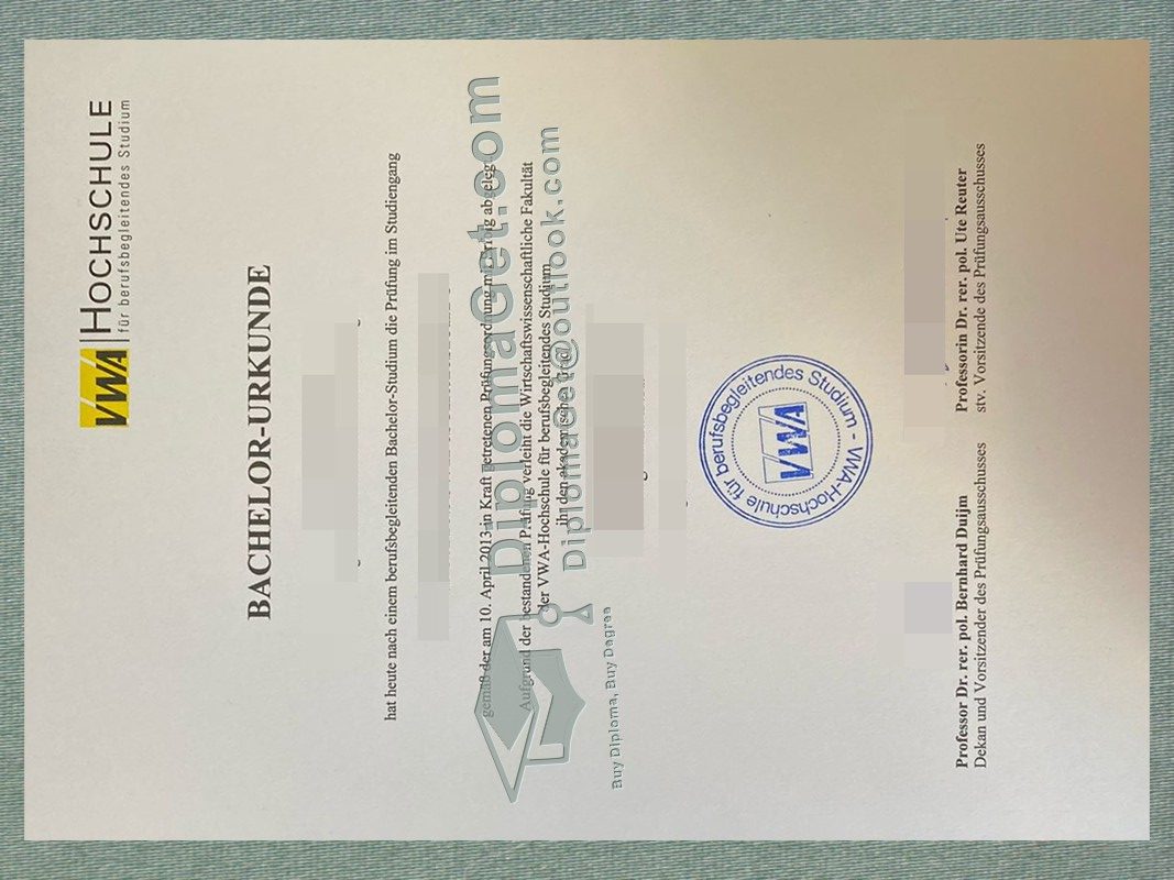 VWA应用科学大学证书, VWA Hochschule Urkunde