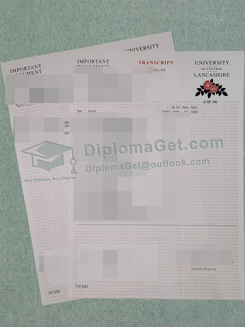 中央兰开夏大学成绩单, University of Central Lancashire Transcript