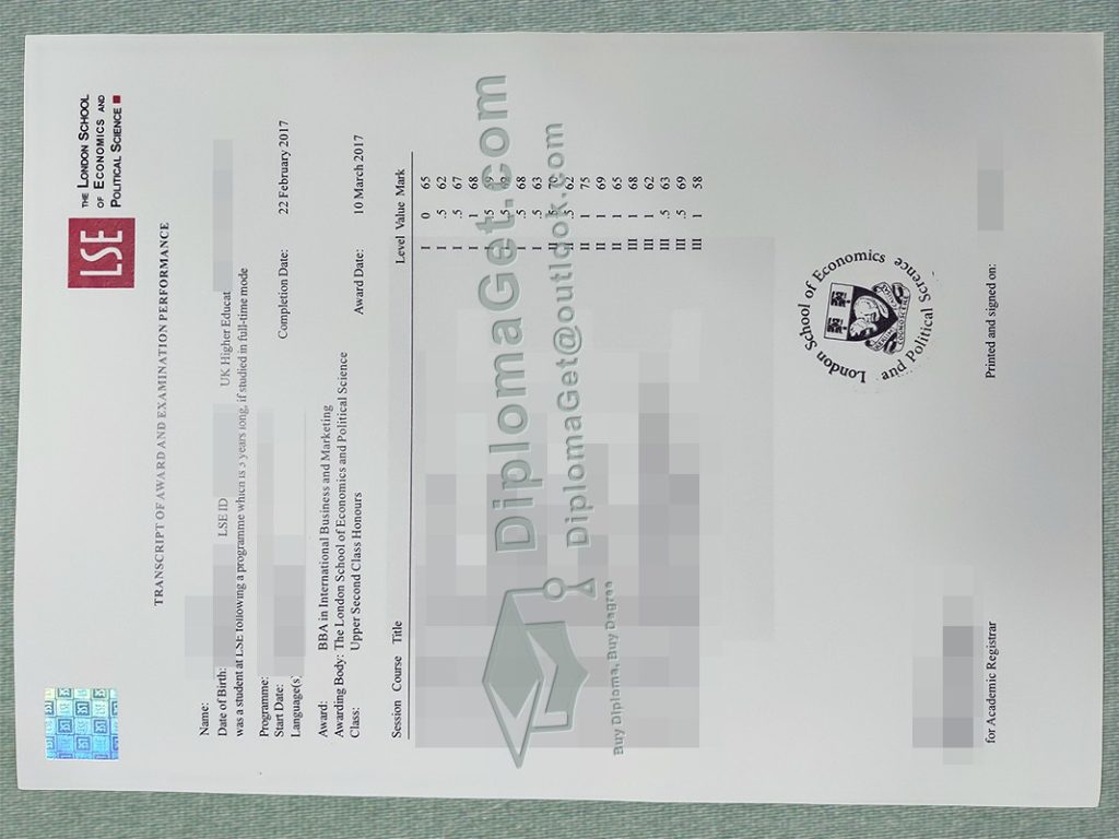伦敦经济学院成绩单, LSE Transcript