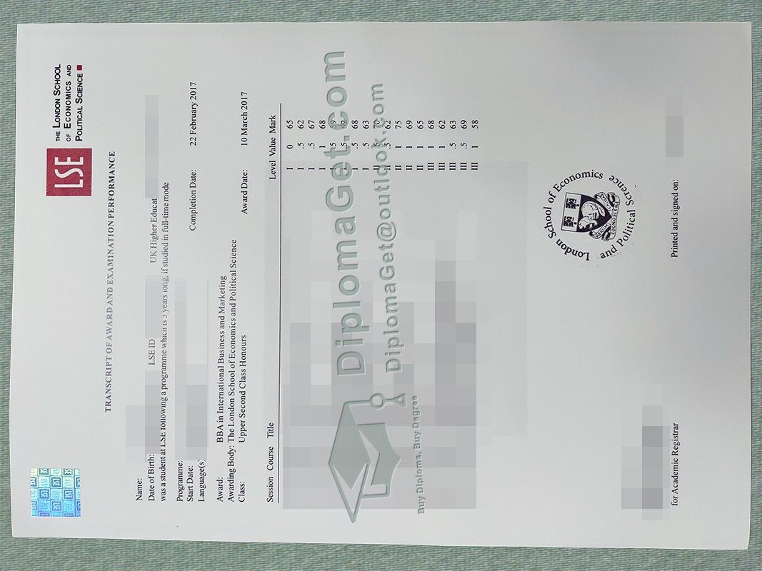 伦敦经济学院成绩单, LSE Transcript