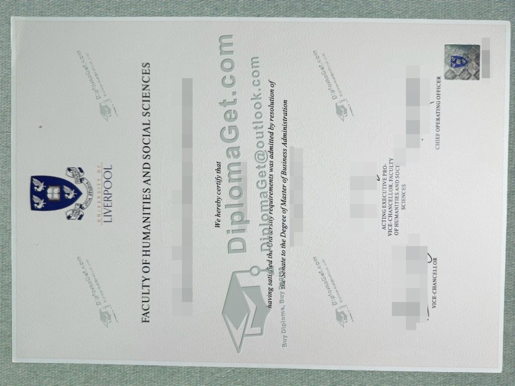 利物浦大学文凭, University of Liverpool Degree