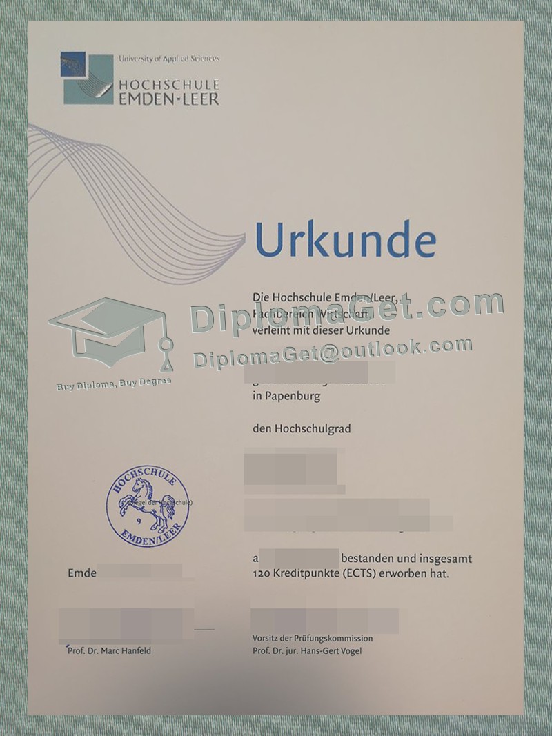 埃姆登利尔应用科学大学证书, Hochschule Emden Leer Urkunde