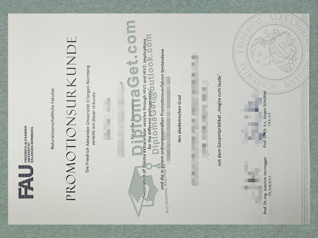 埃尔朗根-纽伦堡大学证书, Friedrich-Alexander-Universität Erlangen-Nürnberg Urkunde