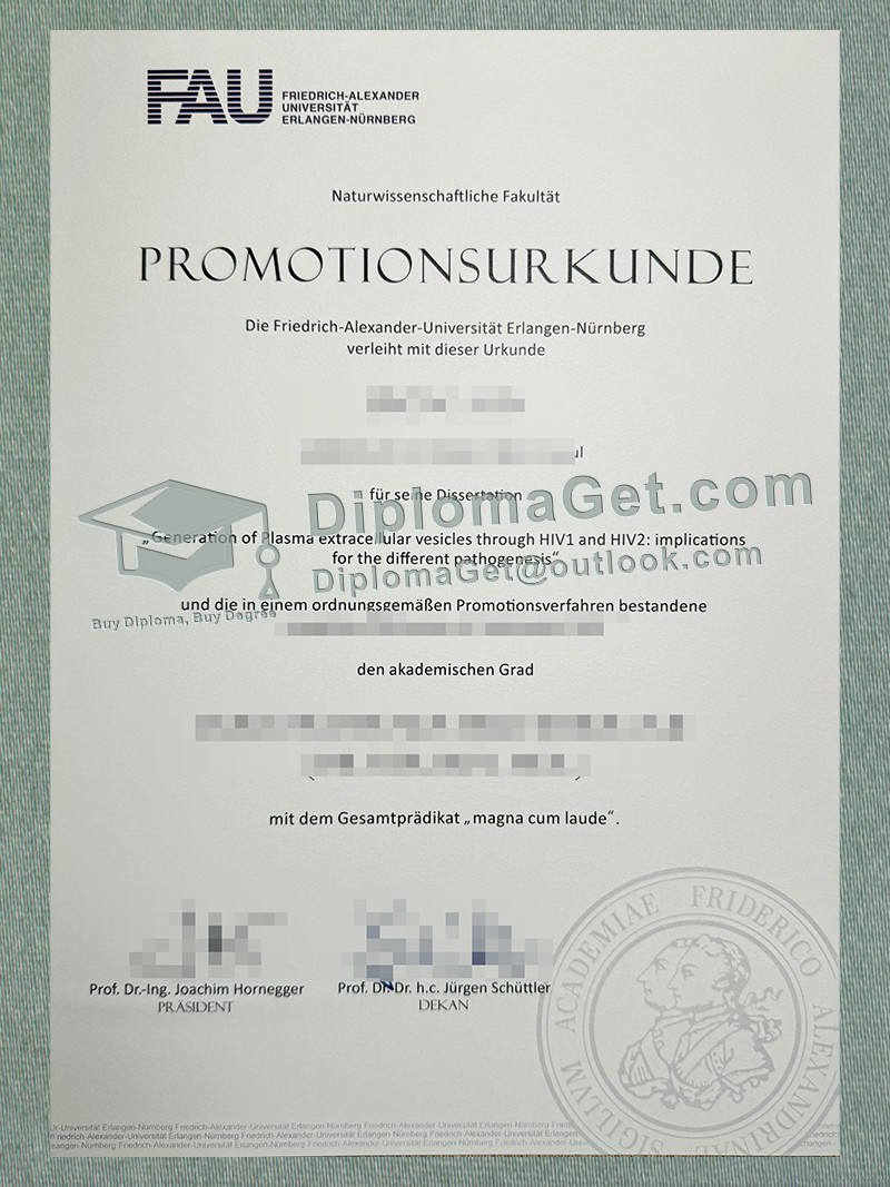 埃尔朗根-纽伦堡大学证书, Friedrich-Alexander-Universität Erlangen-Nürnberg Urkunde