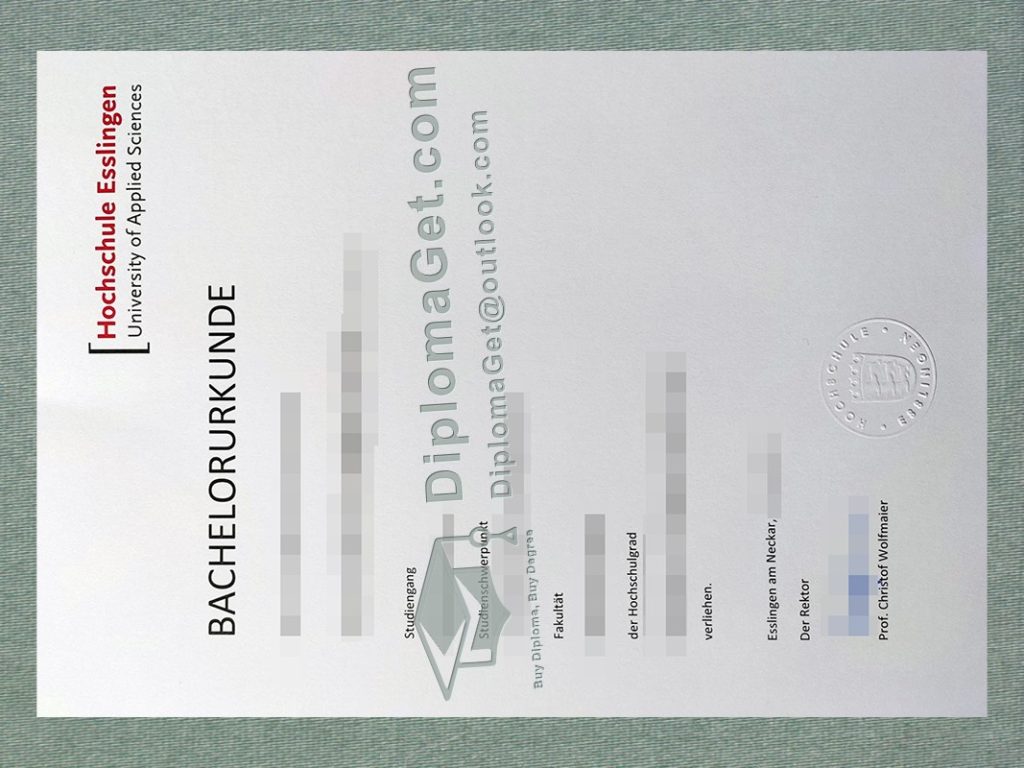 埃斯林根应用科学大学证书, Hochschule Esslingen urkunde