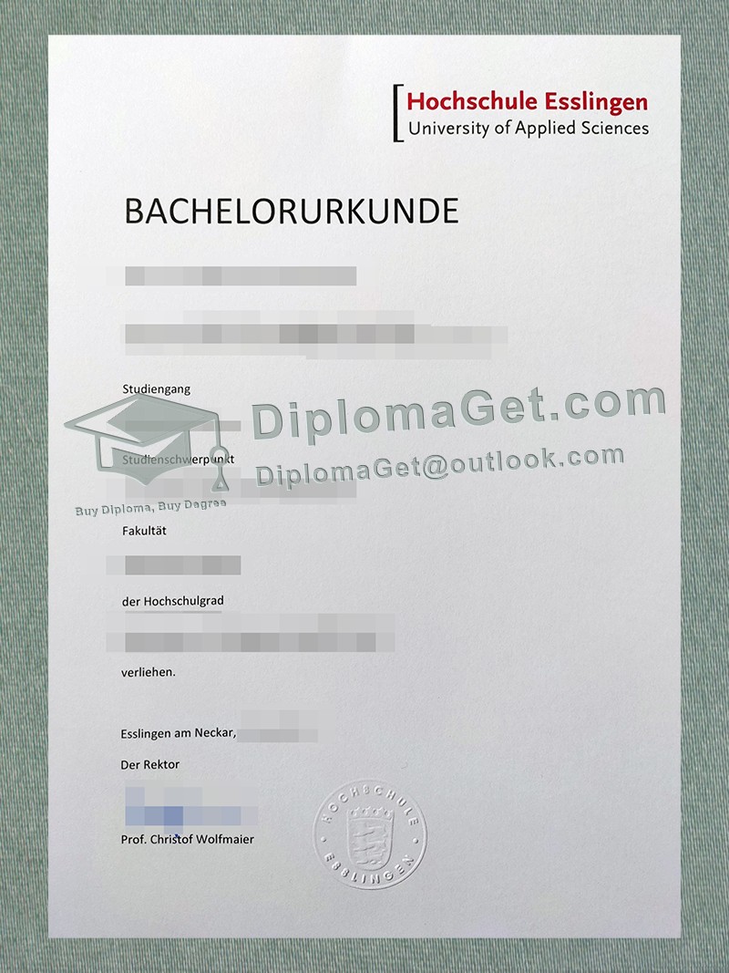 埃斯林根应用科学大学证书, Hochschule Esslingen urkunde