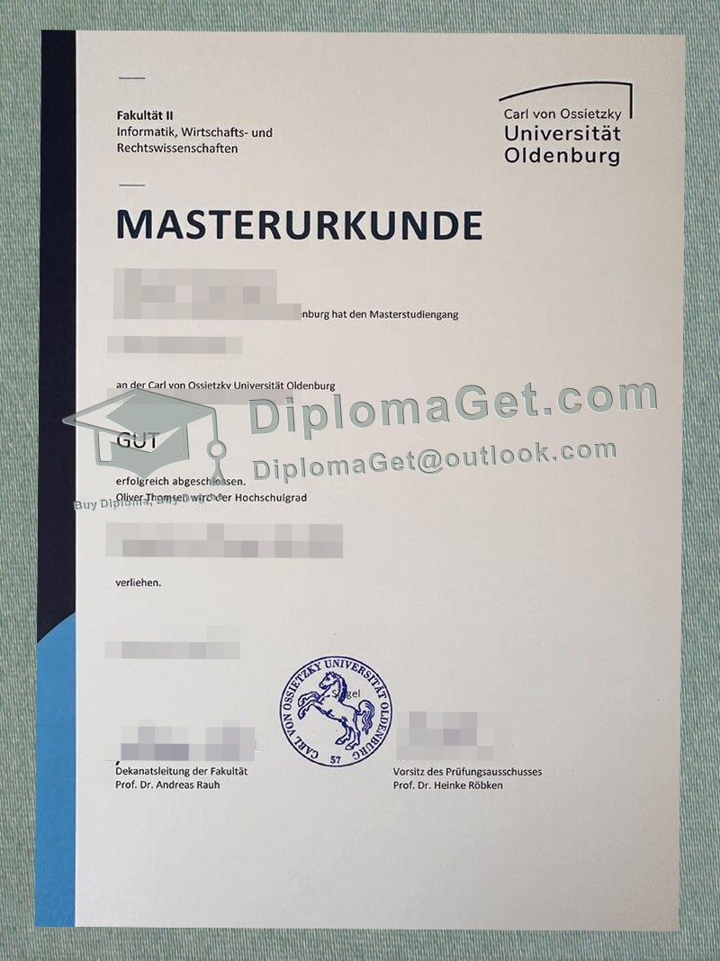 奥尔登堡大学证书, University of Oldenburg Urkunde