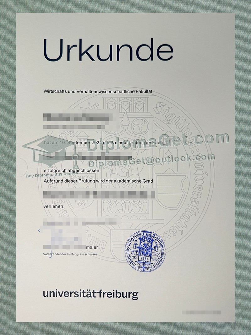 弗赖堡大学证书, Universität Freiburg Urkunde