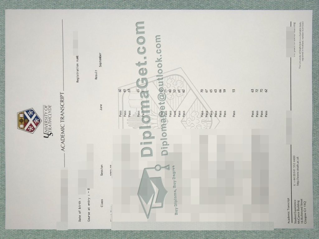思克莱德大学成绩单, University of Strathclyde Transcript
