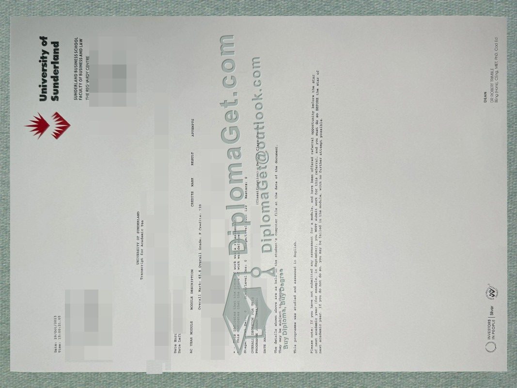桑德兰大学成绩单, University of Sunderland Transcript