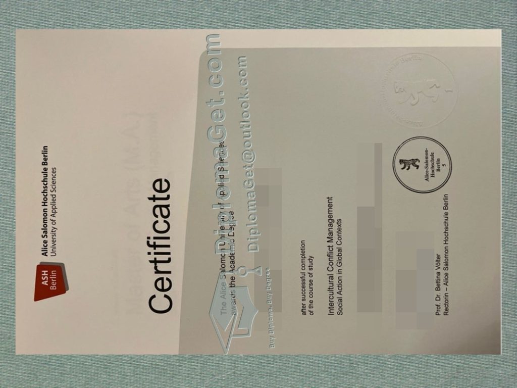 柏林爱丽丝·萨洛蒙应用科学大学证书, Alice Salomon Hochschule Berlin Urkunde