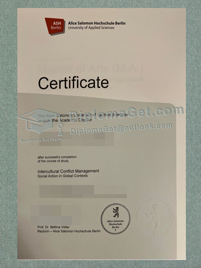 柏林爱丽丝·萨洛蒙应用科学大学证书, Alice Salomon Hochschule Berlin Urkunde