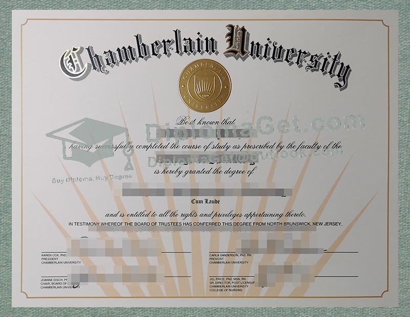 张伯伦大学文凭, Chamberlain University Diploma