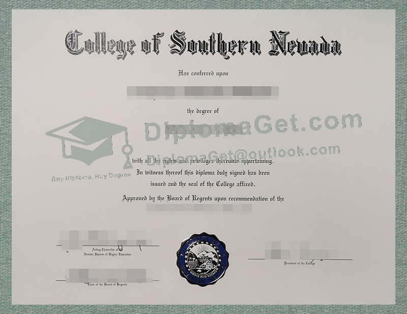 南内华达学院文凭, College of Southern Nevada Diploma