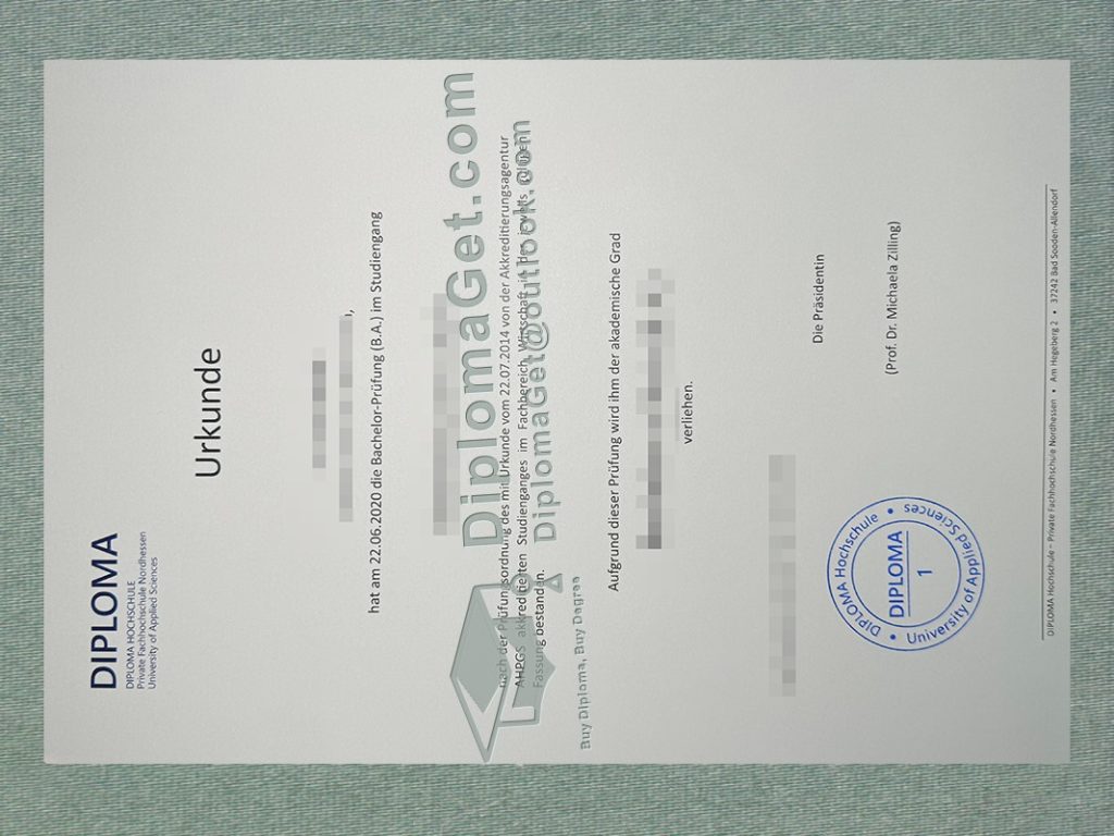 北黑森应用科技大学文凭证书, DIPLOMA Fachhochschule Nordhessen Urkunde