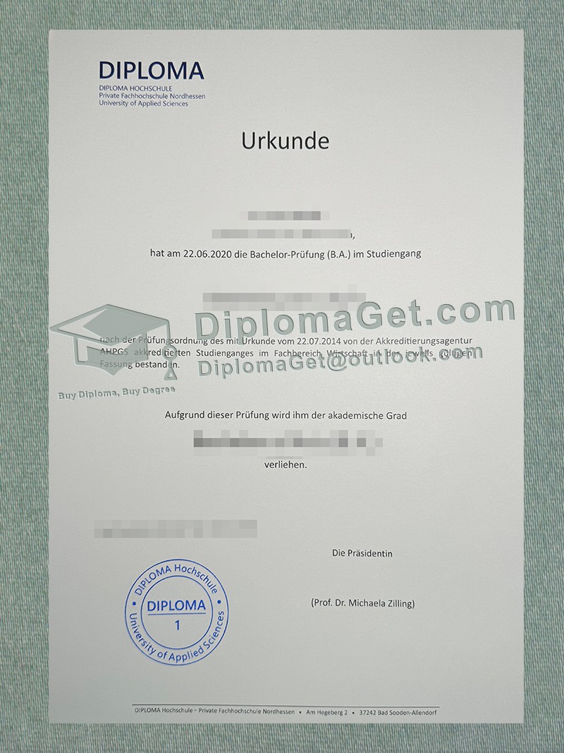 北黑森应用科技大学文凭证书, DIPLOMA Fachhochschule Nordhessen Urkunde 北黑森应用科技大学文凭证书, DIPLOMA Fachhochschule Nordhessen Urkunde