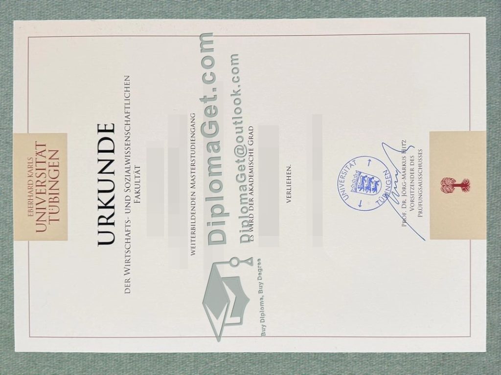 图宾根大学埃伯哈德·卡尔斯证书, Eberhard Karls Universität in Tübingen urkunde