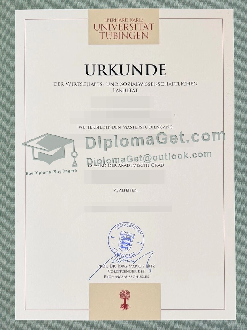 图宾根大学埃伯哈德·卡尔斯证书, Eberhard Karls Universität in Tübingen urkunde
