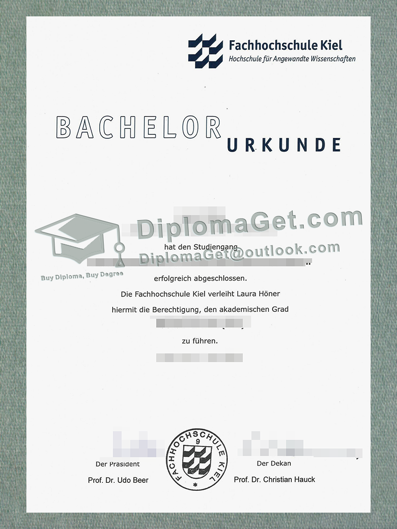  基尔应用科技大学证书, Fachhochschule Kiel Urkunde