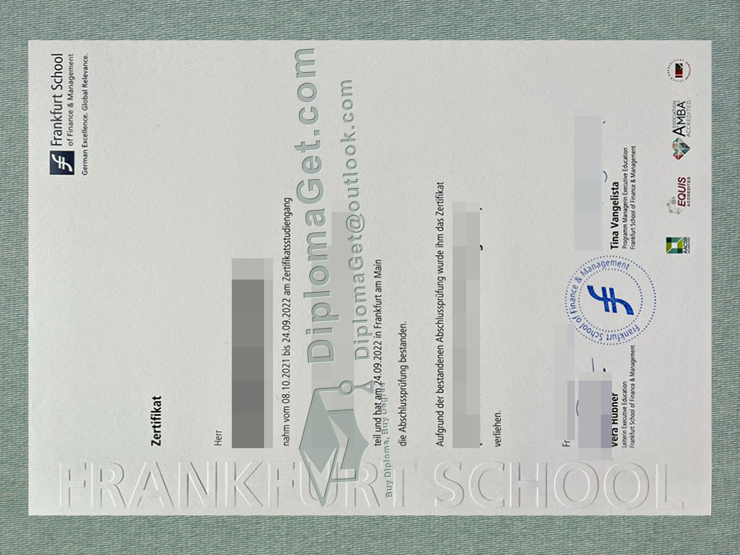 法兰克福金融管理学院成绩单, Frankfurt School of Finance & Management Zeugnis