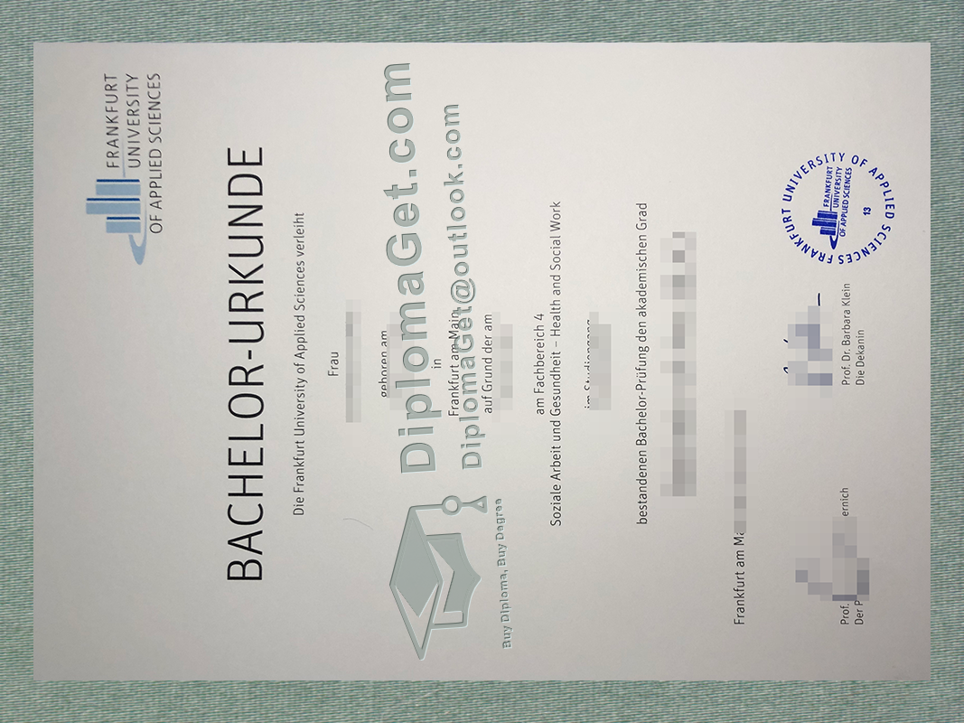 法兰克福应用科技大学证书, Frankfurt University of Applied Sciences Urkunde