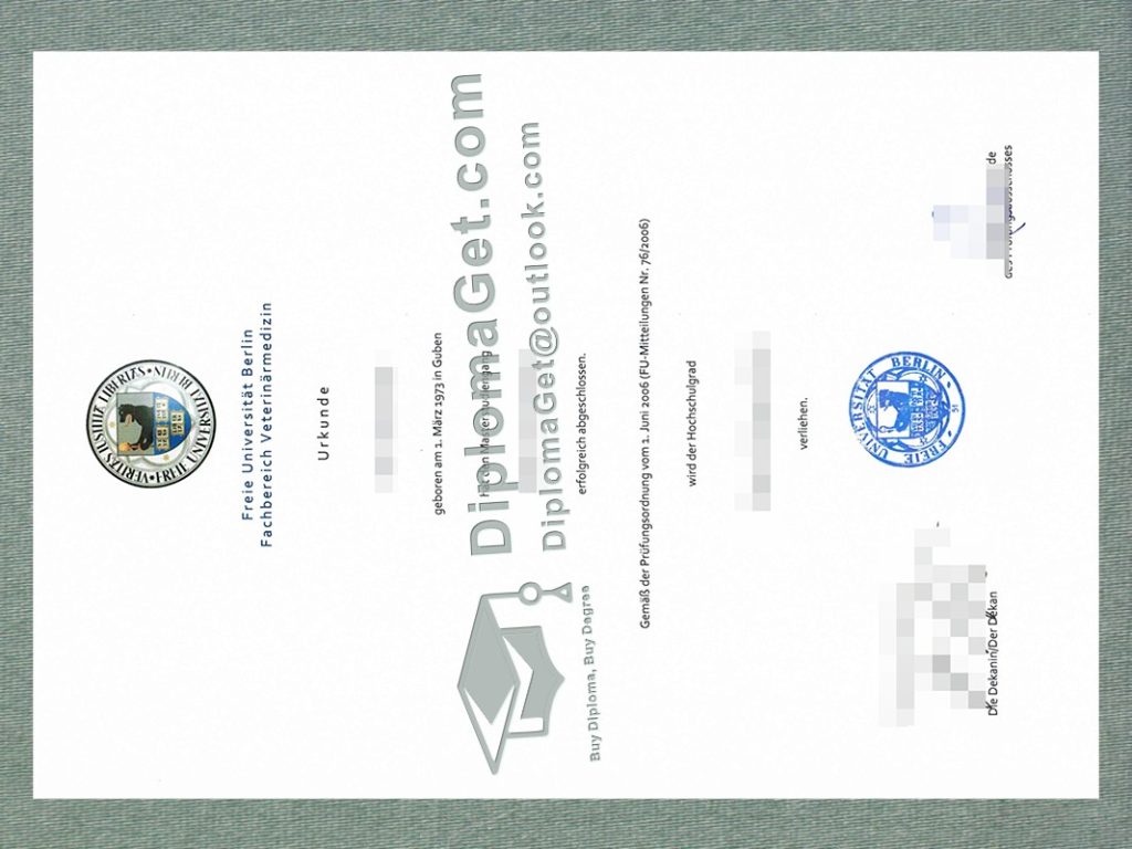 柏林自由大学证书, Free University of Berlin Urkunde