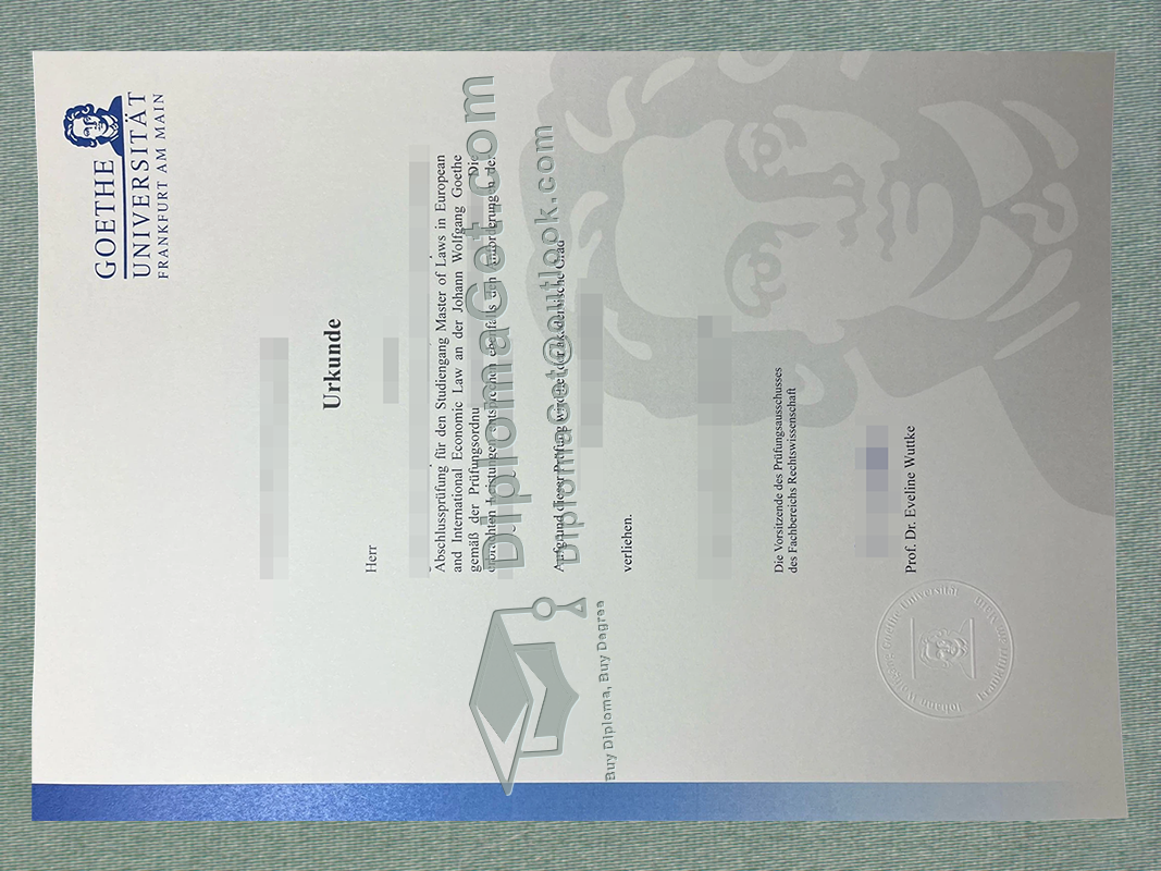 法兰克福歌德大学证书, Goethe University Frankfurt Urkunde