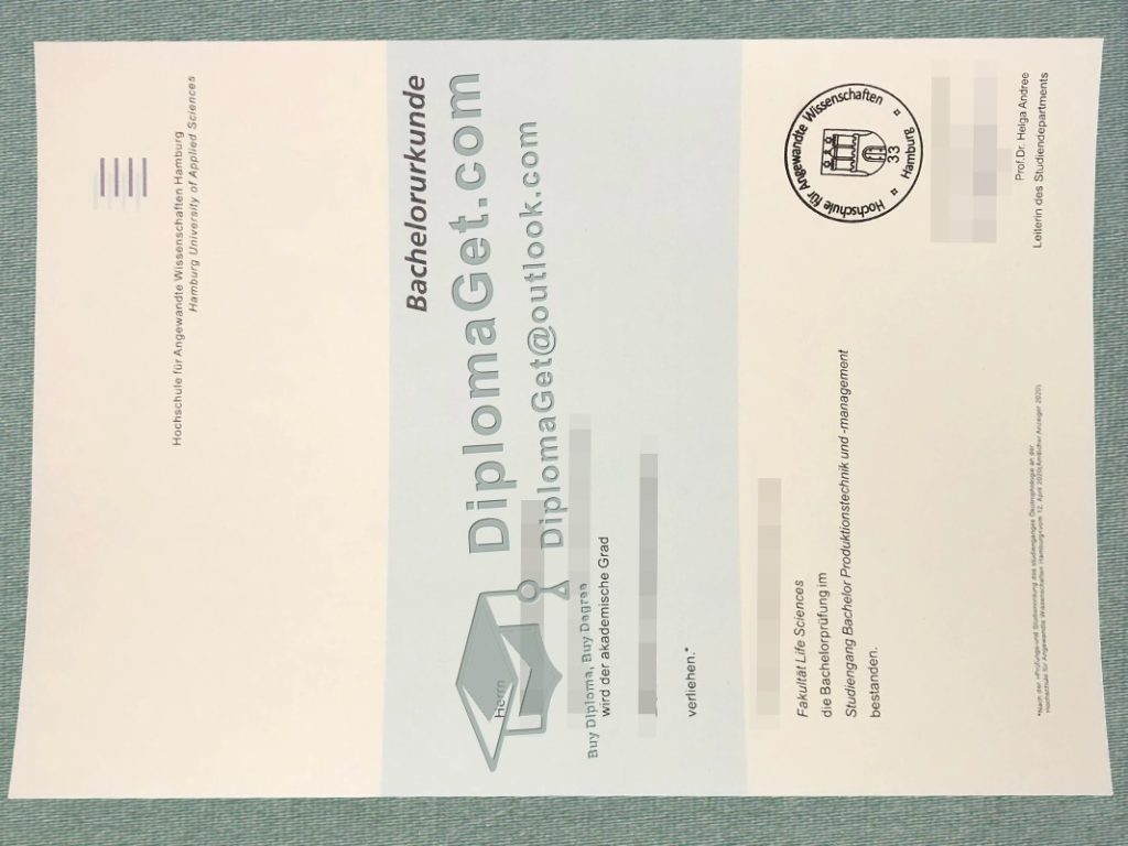 汉堡应用科技大学证书, HAW Hamburg Urkunde