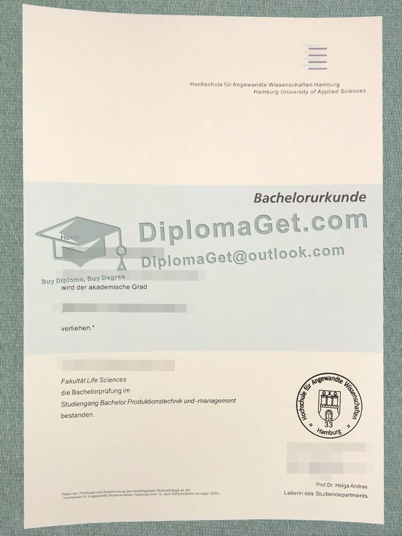 汉堡应用科技大学证书, HAW Hamburg Urkunde
