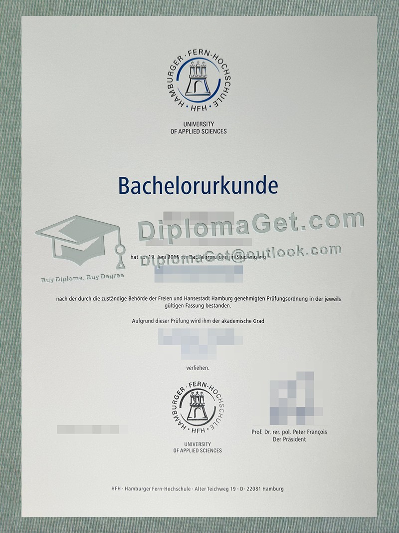 汉堡远程教育大学证书, Hamburger Fern-Hochschule Urkunde, HFH Degree 汉堡远程教育大学证书, Hamburger Fern-Hochschule Urkunde, HFH Degree