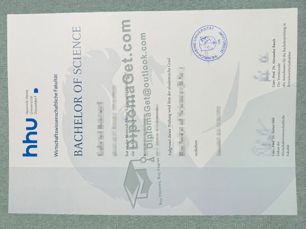 杜塞尔多夫海因里希·海涅大学证书, Heinrich Heine University Düsseldorf Urkunde