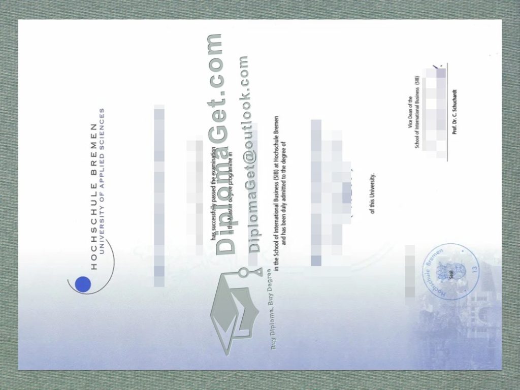 不来梅应用科技大学证书, Hochschule Bremen Urkunde