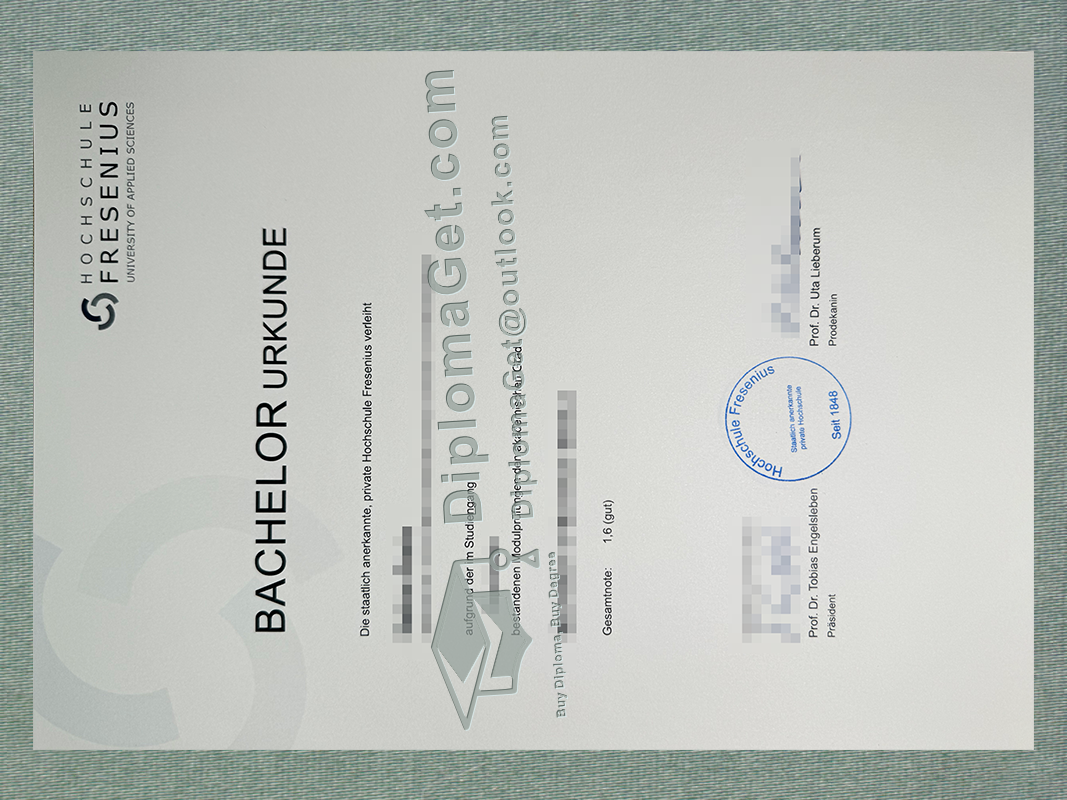 费森尤斯应用科技大学证书, Hochschule Fresenius Urkunde