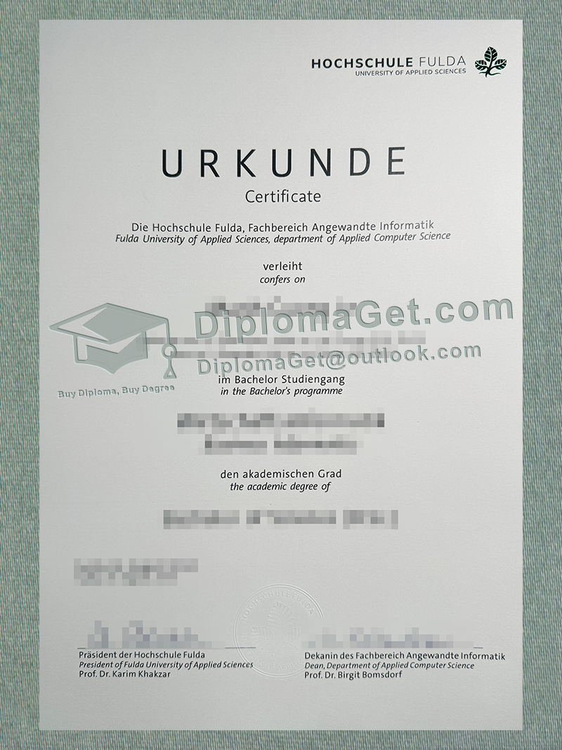 富尔达应用科技大学证书, Hochschule Fulda Urkunde