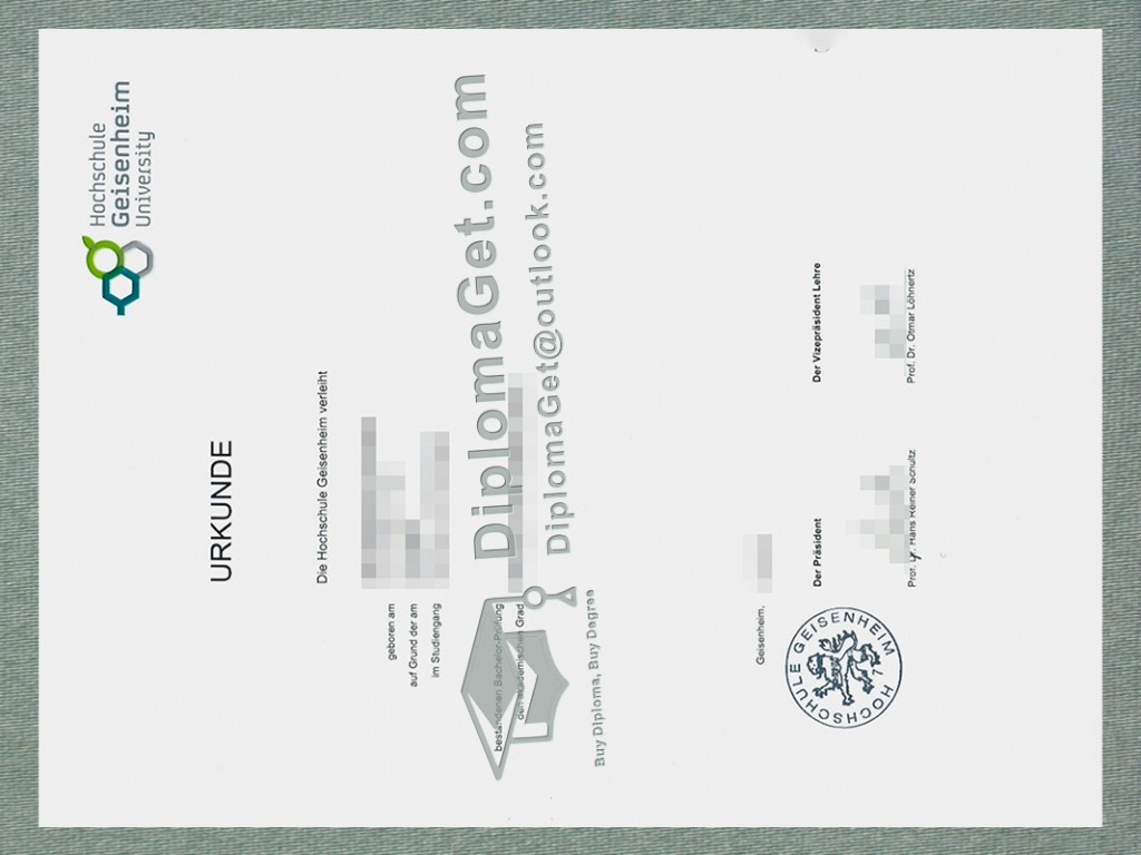 盖森海姆大学证书, Hochschule Geisenheim Urkunde