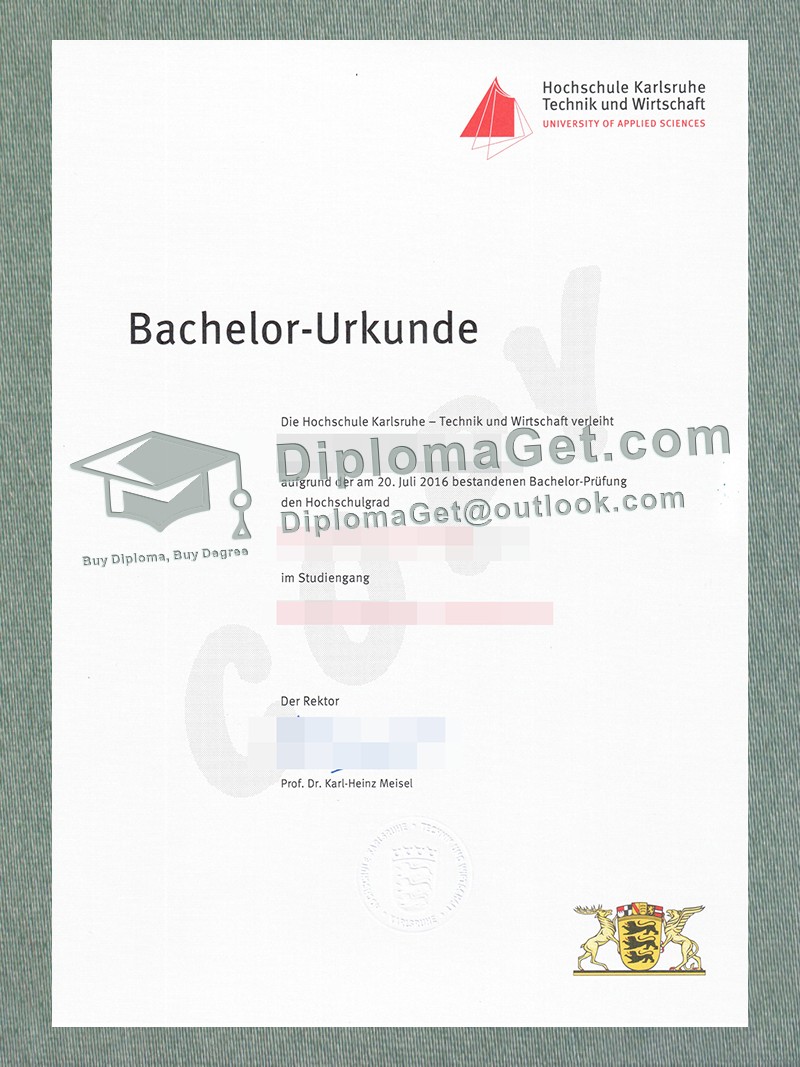 卡尔斯鲁厄应用科技大学证书, Hochschule Karlsruhe Urkunde