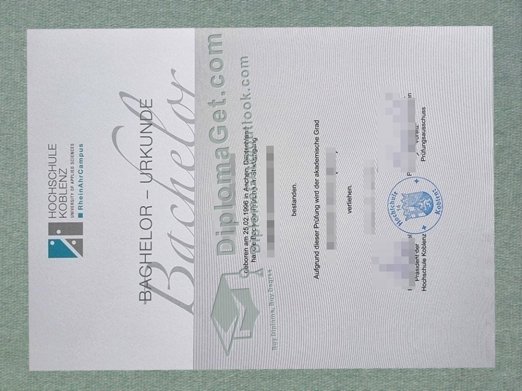 科布伦茨应用科技大学证书, Hochschule Koblenz Urkunde