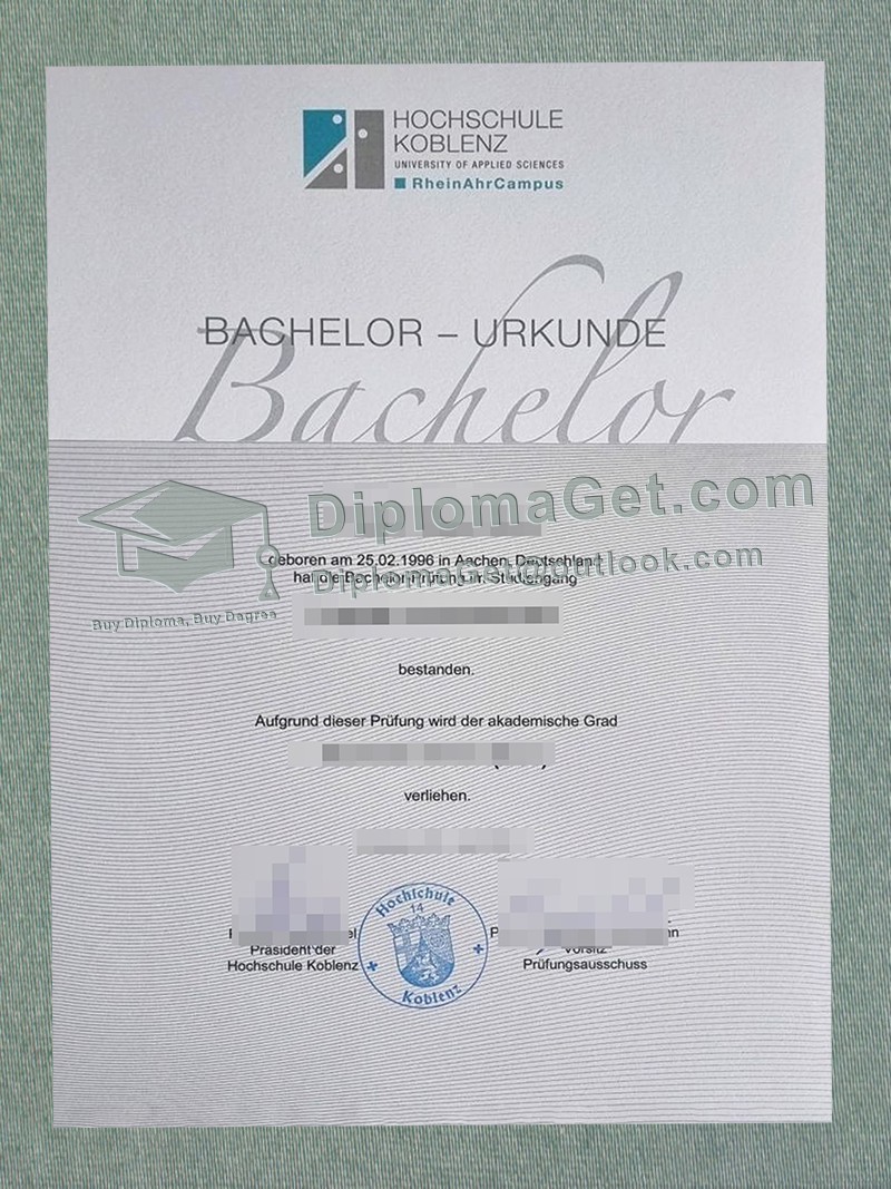 科布伦茨应用科技大学证书, Hochschule Koblenz Urkunde
