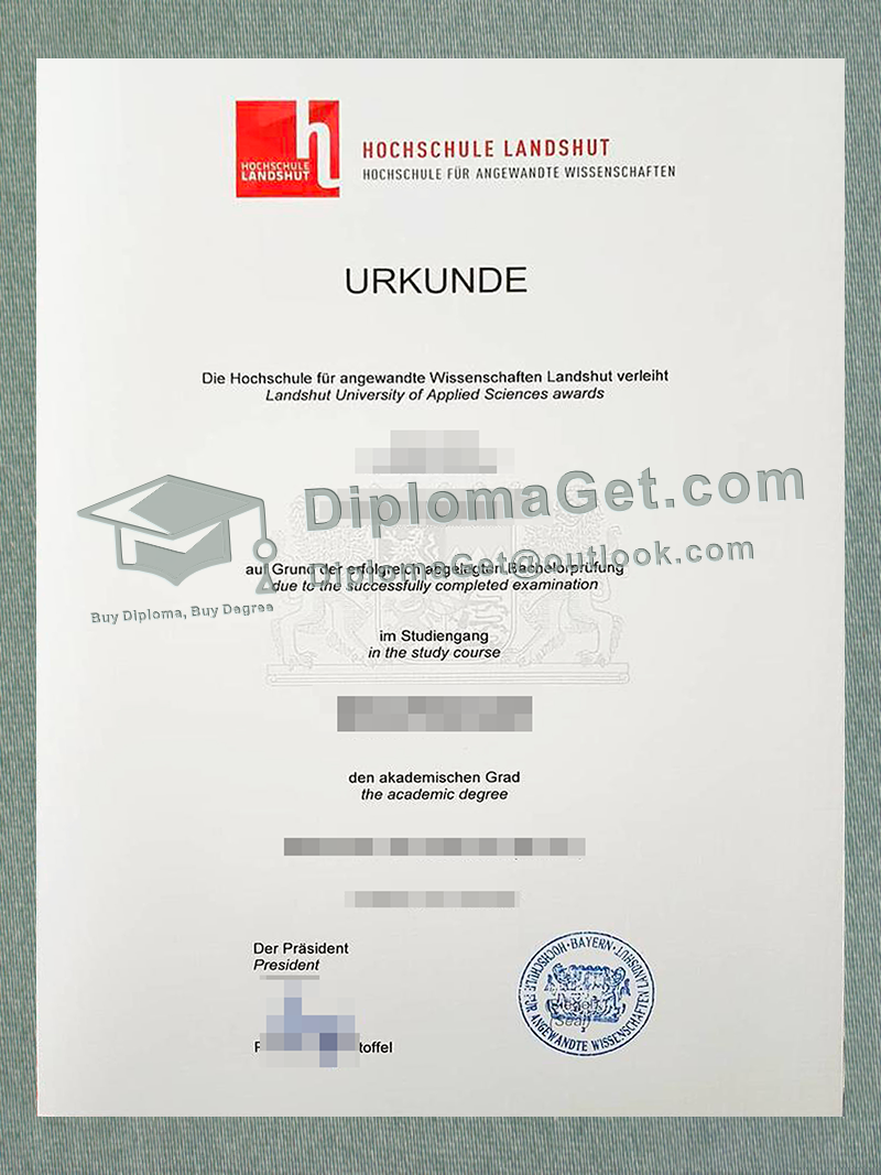 兰茨胡特应用科技大学证书, Hochschule Landshut Urkunde