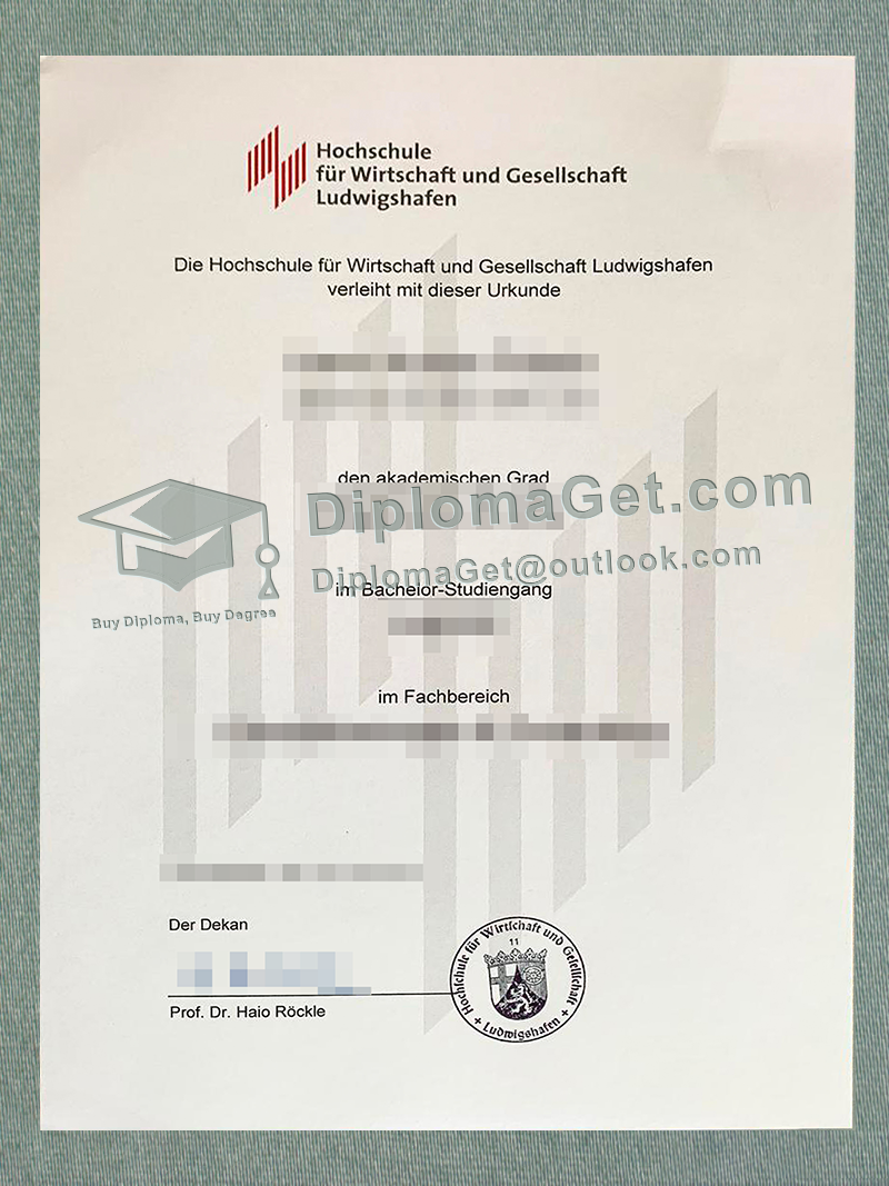 路德维希港应用科技大学证书, Hochschule Ludwigshafen Urkunde
