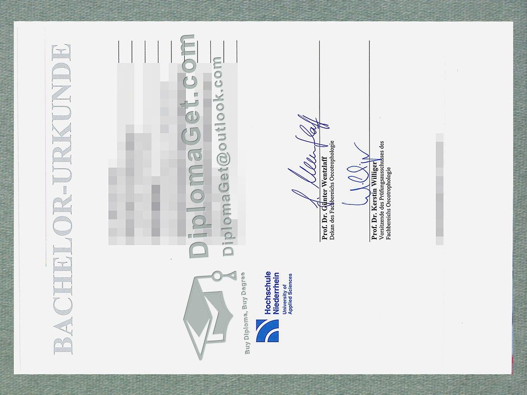 下莱茵应用科技大学证书, Hochschule Niederrhein Urkunde